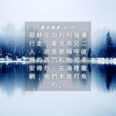 Picture 04 - 馬 太 福 音 4:18 CUVT - 耶 穌 在 加 利 利 海 邊 行 走 ， 看 - Bible Verse Picture