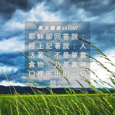 Picture 04 - 馬 太 福 音 4:4 CUVT - 耶 穌 卻 回 答 說 ： 經 上 記 著 說 - Bible Verse Picture