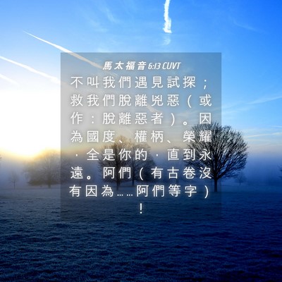 Picture 04 - 馬 太 福 音 6:13 CUVT - 不 叫 我 們 遇 見 試 探 ； 救 我 們 - Bible Verse Picture