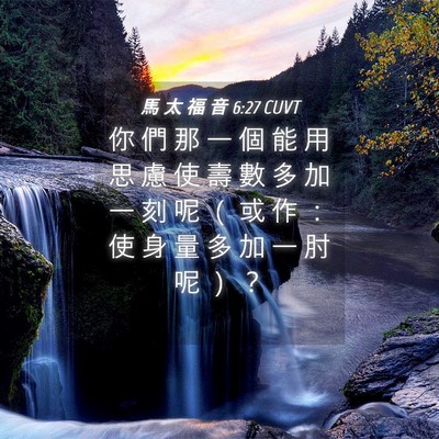 Picture 04 - 馬 太 福 音 6:27 CUVT - 你 們 那 一 個 能 用 思 慮 使 壽 數 - Bible Verse Picture