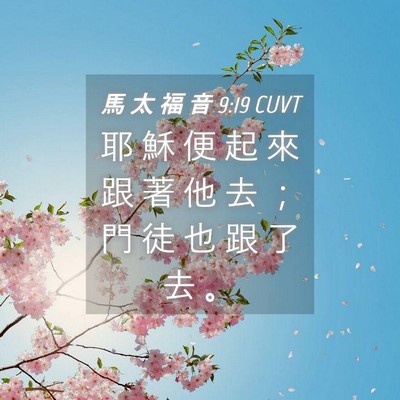 Picture 04 - 馬 太 福 音 9:19 CUVT - 耶 穌 便 起 來 跟 著 他 去 ； 門 徒 - Bible Verse Picture