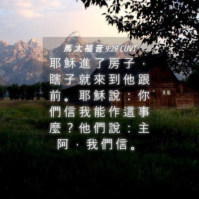 Picture 04 - 馬 太 福 音 9:28 CUVT - 耶 穌 進 了 房 子 ， 瞎 子 就 來 到 - Bible Verse Picture
