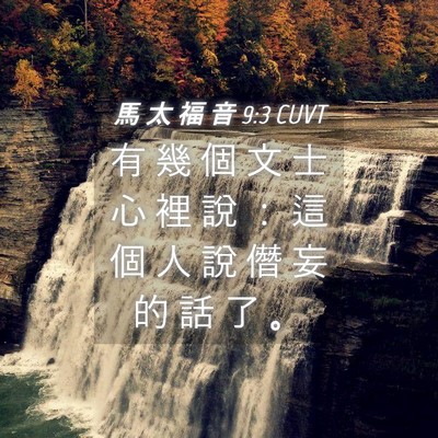 Picture 04 - 馬 太 福 音 9:3 CUVT - 有 幾 個 文 士 心 裡 說 ： 這 個 人 - Bible Verse Picture