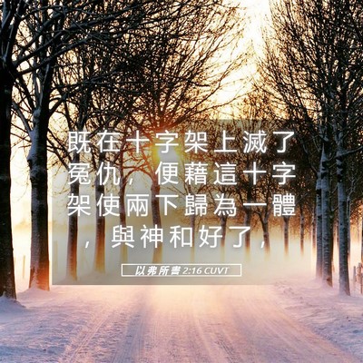Picture 05 - 以 弗 所 書 2:16 CUVT - 既 在 十 字 架 上 滅 了 冤 仇 ， 便 - Bible Verse Picture