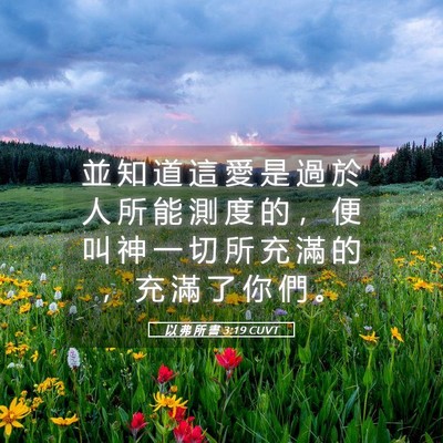 Picture 05 - 以 弗 所 書 3:19 CUVT - 並 知 道 這 愛 是 過 於 人 所 能 測 - Bible Verse Picture