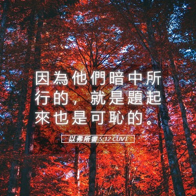 Picture 05 - 以 弗 所 書 5:12 CUVT - 因 為 他 們 暗 中 所 行 的 ， 就 是 - Bible Verse Picture