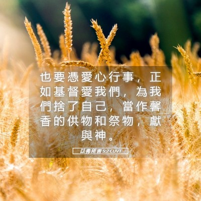 Picture 05 - 以 弗 所 書 5:2 CUVT - 也 要 憑 愛 心 行 事 ， 正 如 基 督 - Bible Verse Picture