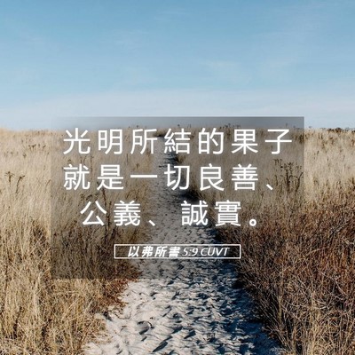 Picture 05 - 以 弗 所 書 5:9 CUVT - 光 明 所 結 的 果 子 就 是 一 切 良 - Bible Verse Picture
