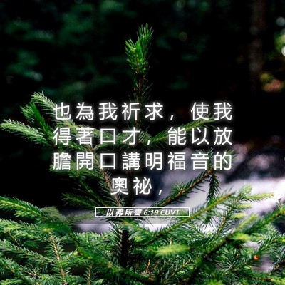 Picture 05 - 以 弗 所 書 6:19 CUVT - 也 為 我 祈 求 ， 使 我 得 著 口 才 - Bible Verse Picture