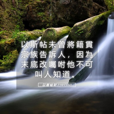 Picture 05 - 以 斯 帖 記 2:10 CUVT - 以 斯 帖 未 曾 將 籍 貫 宗 族 告 訴 - Bible Verse Picture