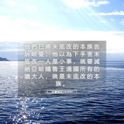 Picture 05 - 以 斯 帖 記 3:6 CUVT - 他 們 已 將 末 底 改 的 本 族 告 訴 - Bible Verse Picture