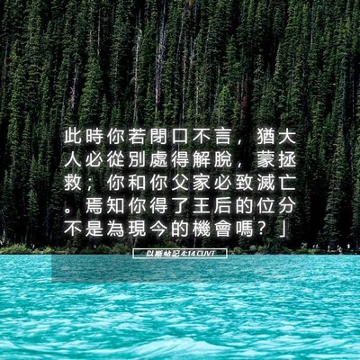 Picture 05 - 以 斯 帖 記 4:14 CUVT - 此 時 你 若 閉 口 不 言 ， 猶 大 人 - Bible Verse Picture