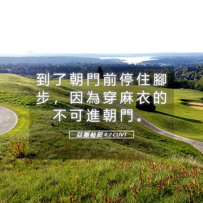 Picture 05 - 以 斯 帖 記 4:2 CUVT - 到 了 朝 門 前 停 住 腳 步 ， 因 為 - Bible Verse Picture