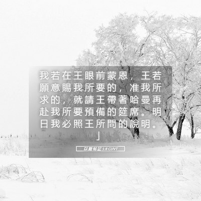 Picture 05 - 以 斯 帖 記 5:8 CUVT - 我 若 在 王 眼 前 蒙 恩 ， 王 若 願 - Bible Verse Picture