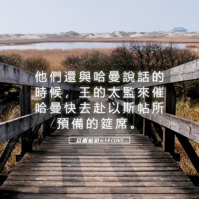 Picture 05 - 以 斯 帖 記 6:14 CUVT - 他 們 還 與 哈 曼 說 話 的 時 候 ， - Bible Verse Picture