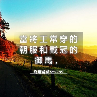 Picture 05 - 以 斯 帖 記 6:8 CUVT - 當 將 王 常 穿 的 朝 服 和 戴 冠 的 - Bible Verse Picture