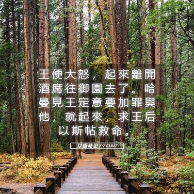 Picture 05 - 以 斯 帖 記 7:7 CUVT - 王 便 大 怒 ， 起 來 離 開 酒 席 往 - Bible Verse Picture