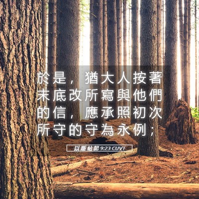 Picture 05 - 以 斯 帖 記 9:23 CUVT - 於 是 ， 猶 大 人 按 著 末 底 改 所 - Bible Verse Picture