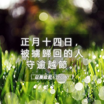Picture 05 - 以 斯 拉 記 6:19 CUVT - 正 月 十 四 日 ， 被 擄 歸 回 的 人 - Bible Verse Picture