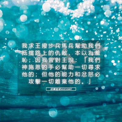 Picture 05 - 以 斯 拉 記 8:22 CUVT - 我 求 王 撥 步 兵 馬 兵 幫 助 我 們 - Bible Verse Picture