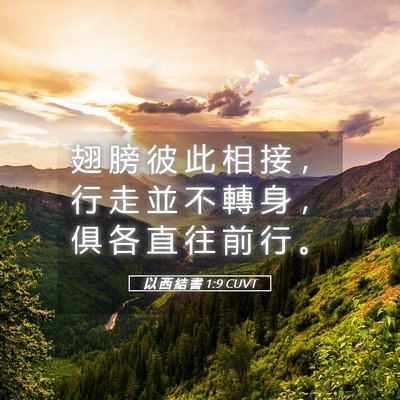 Picture 05 - 以 西 結 書 1:9 CUVT - 翅 膀 彼 此 相 接 ， 行 走 並 不 轉 - Bible Verse Picture