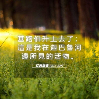 Picture 05 - 以 西 結 書 10:15 CUVT - 基 路 伯 升 上 去 了 ； 這 是 我 在 - Bible Verse Picture