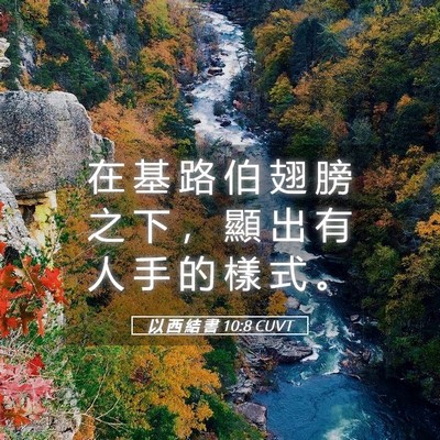 Picture 05 - 以 西 結 書 10:8 CUVT - 在 基 路 伯 翅 膀 之 下 ， 顯 出 有 - Bible Verse Picture