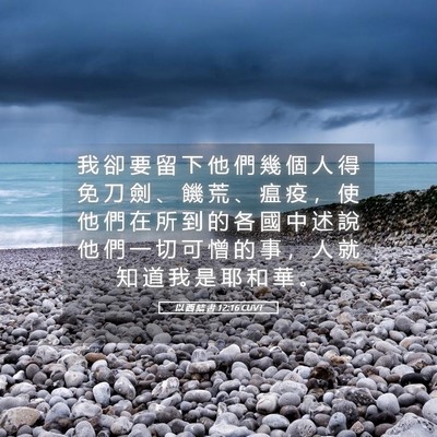 Picture 05 - 以 西 結 書 12:16 CUVT - 我 卻 要 留 下 他 們 幾 個 人 得 免 - Bible Verse Picture