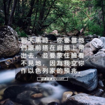 Picture 05 - 以 西 結 書 12:6 CUVT - 到 天 黑 時 ， 你 要 當 他 們 眼 前 - Bible Verse Picture