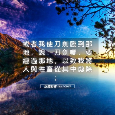 Picture 05 - 以 西 結 書 14:17 CUVT - 或 者 我 使 刀 劍 臨 到 那 地 ， 說 - Bible Verse Picture