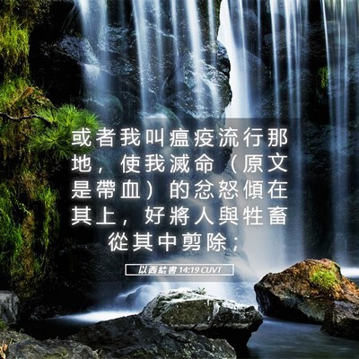 Picture 05 - 以 西 結 書 14:19 CUVT - 或 者 我 叫 瘟 疫 流 行 那 地 ， 使 - Bible Verse Picture