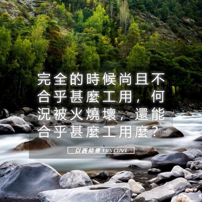 Picture 05 - 以 西 結 書 15:5 CUVT - 完 全 的 時 候 尚 且 不 合 乎 甚 麼 - Bible Verse Picture