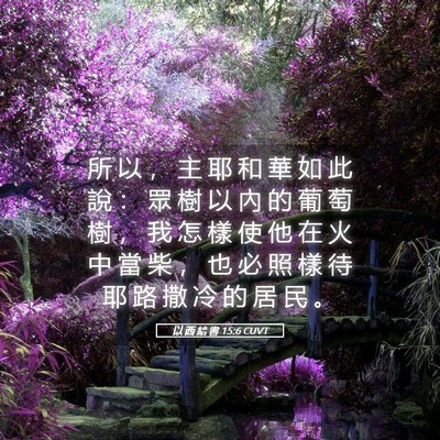 Picture 05 - 以 西 結 書 15:6 CUVT - 所 以 ， 主 耶 和 華 如 此 說 ： 眾 - Bible Verse Picture