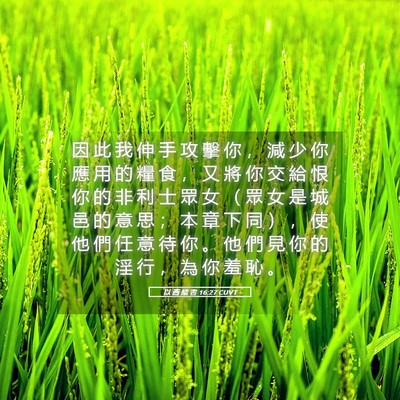 Picture 05 - 以 西 結 書 16:27 CUVT - 因 此 我 伸 手 攻 擊 你 ， 減 少 你 - Bible Verse Picture