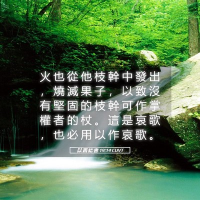 Picture 05 - 以 西 結 書 19:14 CUVT - 火 也 從 他 枝 幹 中 發 出 ， 燒 滅 - Bible Verse Picture