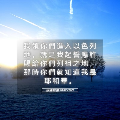 Picture 05 - 以 西 結 書 20:42 CUVT - 我 領 你 們 進 入 以 色 列 地 ， 就 - Bible Verse Picture