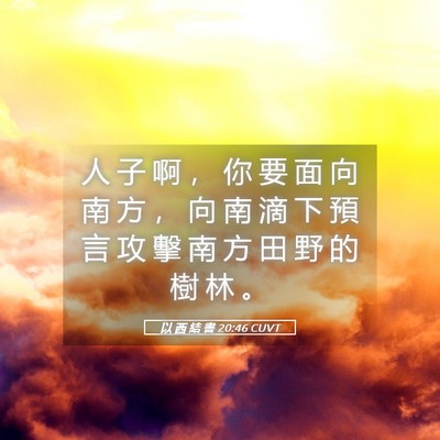 Picture 05 - 以 西 結 書 20:46 CUVT - 人 子 啊 ， 你 要 面 向 南 方 ， 向 - Bible Verse Picture