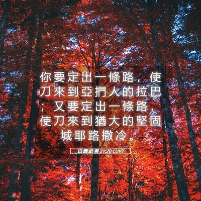 Picture 05 - 以 西 結 書 21:20 CUVT - 你 要 定 出 一 條 路 ， 使 刀 來 到 - Bible Verse Picture