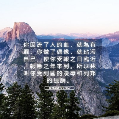 Picture 05 - 以 西 結 書 22:4 CUVT - 你 因 流 了 人 的 血 ， 就 為 有 罪 - Bible Verse Picture