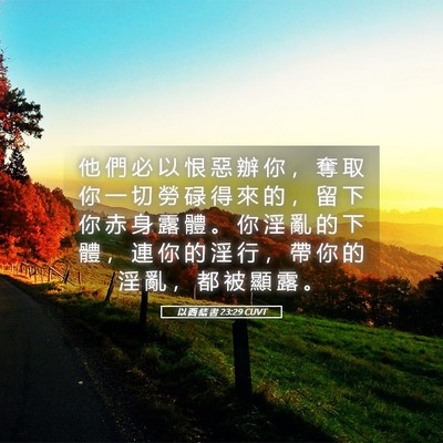 Picture 05 - 以 西 結 書 23:29 CUVT - 他 們 必 以 恨 惡 辦 你 ， 奪 取 你 - Bible Verse Picture