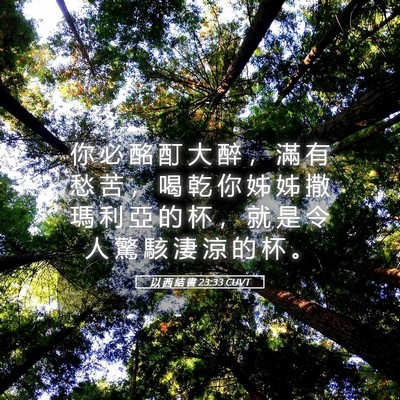 Picture 05 - 以 西 結 書 23:33 CUVT - 你 必 酩 酊 大 醉 ， 滿 有 愁 苦 ， - Bible Verse Picture