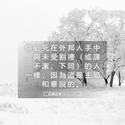 Picture 05 - 以 西 結 書 28:10 CUVT - 你 必 死 在 外 邦 人 手 中 ， 與 未 - Bible Verse Picture