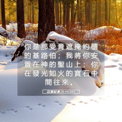 Picture 05 - 以 西 結 書 28:14 CUVT - 你 是 那 受 膏 遮 掩 約 櫃 的 基 路 - Bible Verse Picture