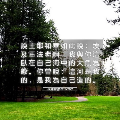 Picture 05 - 以 西 結 書 29:3 CUVT - 說 主 耶 和 華 如 此 說 ： 埃 及 王 - Bible Verse Picture
