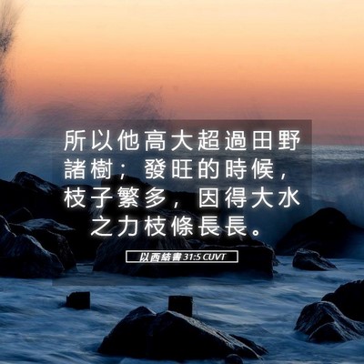 Picture 05 - 以 西 結 書 31:5 CUVT - 所 以 他 高 大 超 過 田 野 諸 樹 ； - Bible Verse Picture