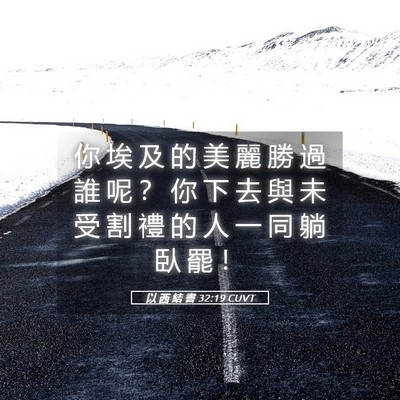 Picture 05 - 以 西 結 書 32:19 CUVT - 你 埃 及 的 美 麗 勝 過 誰 呢 ？ 你 - Bible Verse Picture