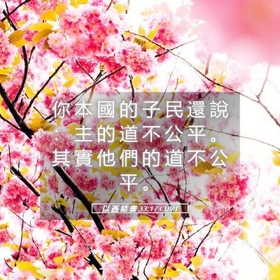 Picture 05 - 以 西 結 書 33:17 CUVT - 你 本 國 的 子 民 還 說 ： 主 的 道 - Bible Verse Picture