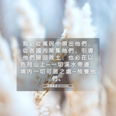 Picture 05 - 以 西 結 書 34:13 CUVT - 我 必 從 萬 民 中 領 出 他 們 ， 從 - Bible Verse Picture