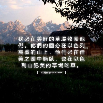 Picture 05 - 以 西 結 書 34:14 CUVT - 我 必 在 美 好 的 草 場 牧 養 他 們 - Bible Verse Picture