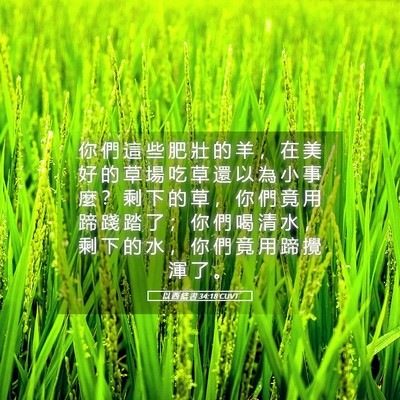 Picture 05 - 以 西 結 書 34:18 CUVT - 你 們 這 些 肥 壯 的 羊 ， 在 美 好 - Bible Verse Picture